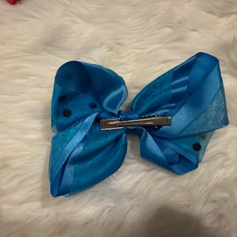 Aqua 6" Double Stacked Flat Bow 7862 Handmade NWT Boutique - Picture 2 of 2